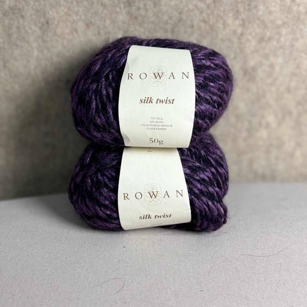 Rowan Silk Twist Yarn 50g Purple Silk Wool Mohair Luxury Lot of 2 Discontinued